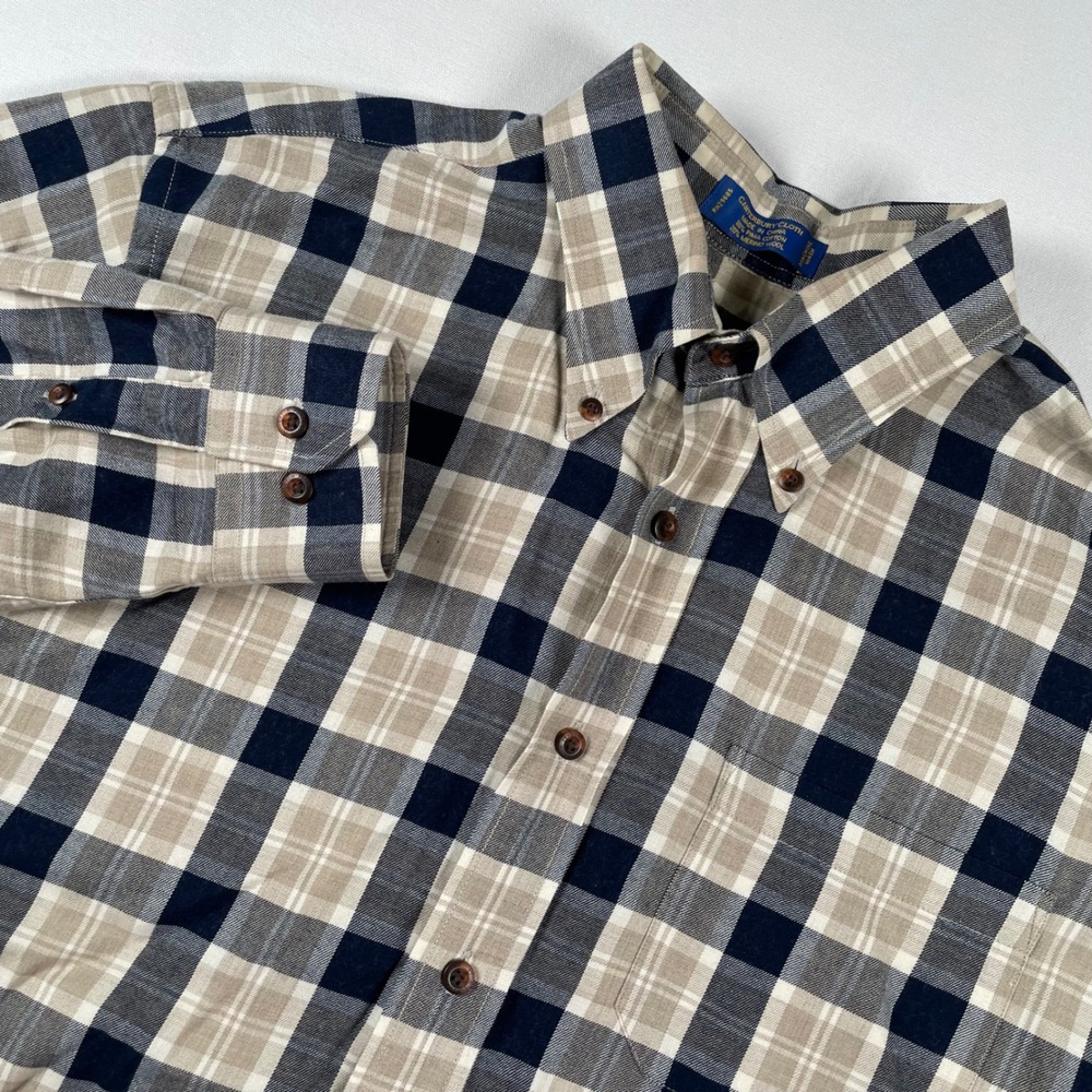 Pendleton Canterbury Cloth‎ Mens Plaid Button Down Shirt Wool Blend Large